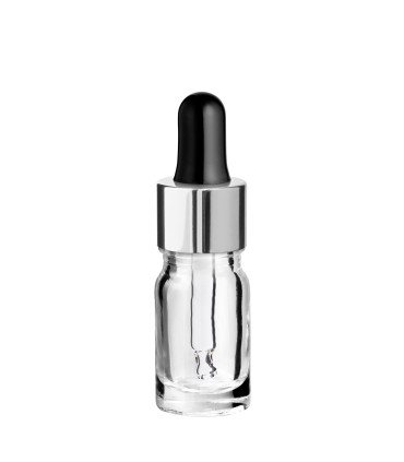 Glasflasche 5 ml klar mit silberner Pipette [2]