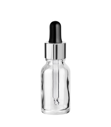 Glasflasche 15 ml klar mit silberner Pipette [2]