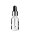 Glasflasche 15 ml klar mit silberner Pipette [2]