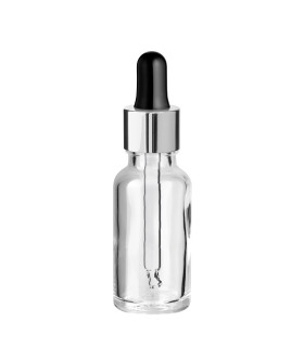 Klarglasflasche 20 ml mit silberner Pipette [2]