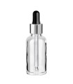 Glasflasche 30 ml klar mit silberner Pipette [2]