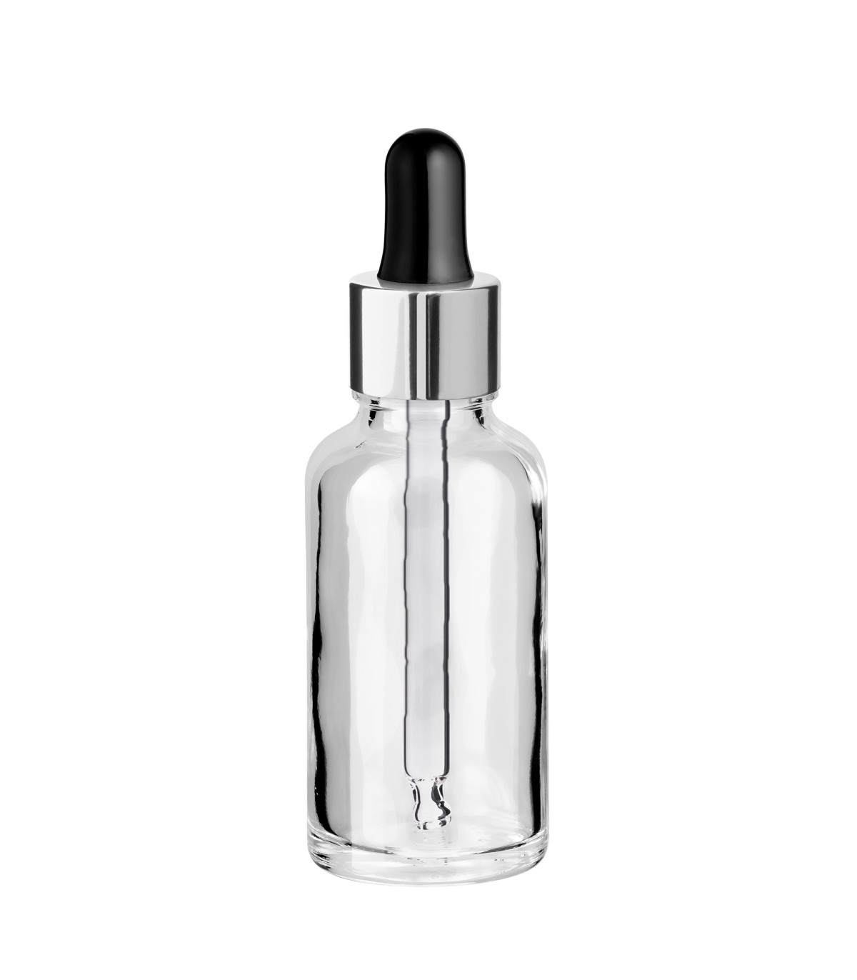 Glasflasche 30 ml klar mit silberner Pipette [2]