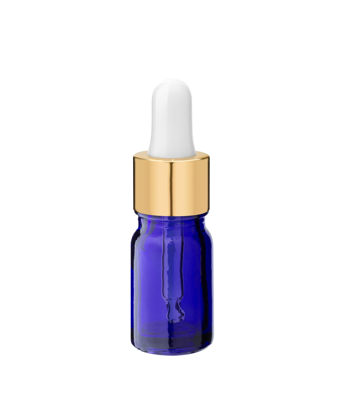 Blaue 5-ml-Glasflasche mit goldener Glaspipette