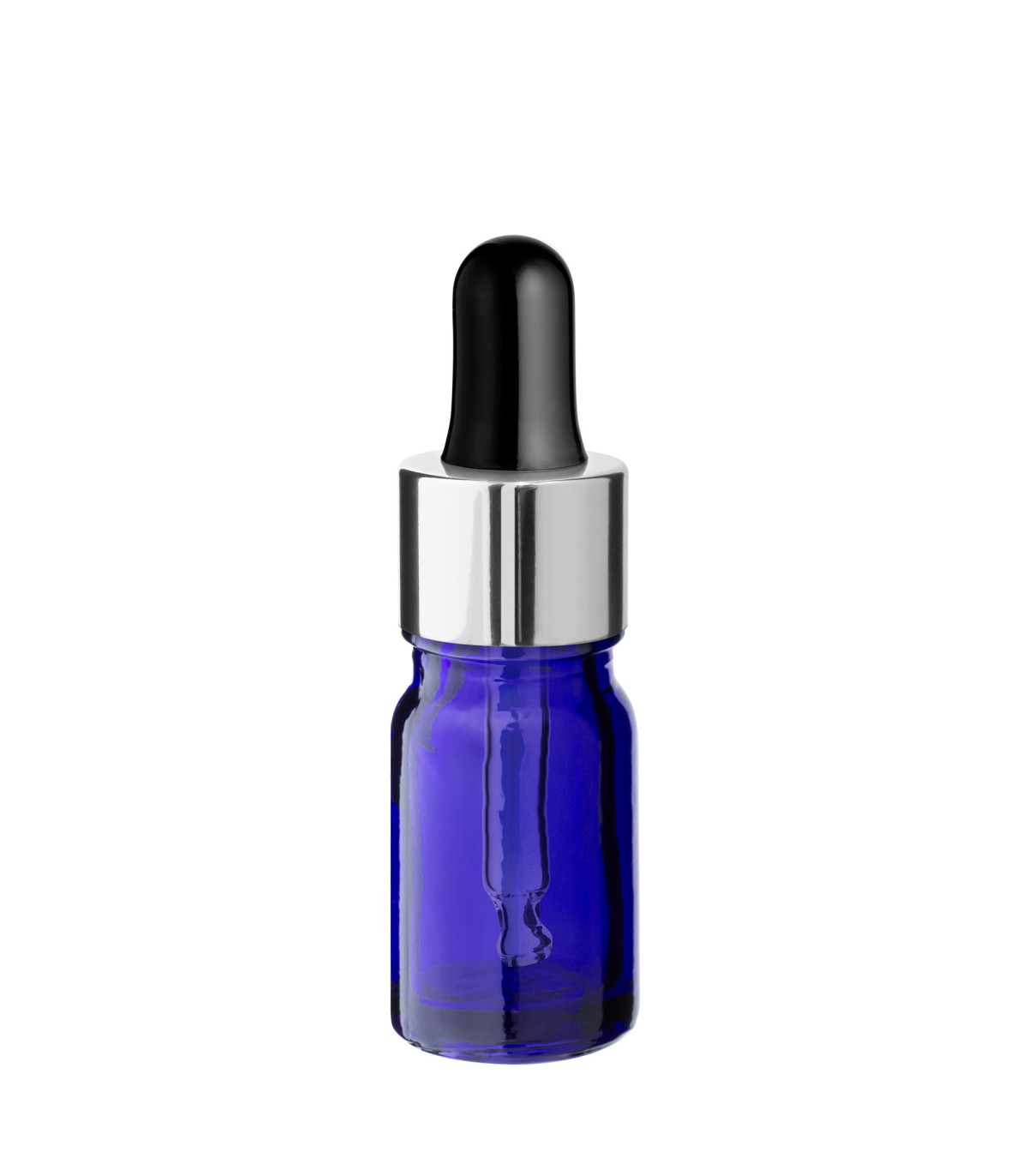 Blaue Glasflasche 5 ml mit silberner Pipette [2]