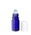 Glasflasche 5 ml blau Roll-on mit weißem Schraubverschluss