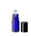 Glasflasche 5 ml blau Roll-On mit schwarzem Schraubverschluss