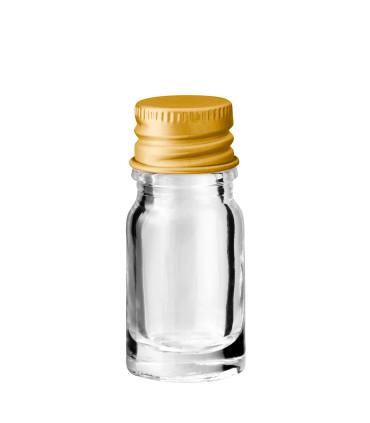 Glasflasche 5 ml klar mit goldenem Aluminium-Schraubverschluss