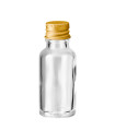 Glasflasche 20 ml klar mit goldenem Aluminium-Schraubverschluss