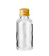 Glasflasche 30 ml klar mit goldenem Aluminium-Schraubverschluss