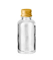 Glasflasche 30 ml klar mit goldenem Aluminium-Schraubverschluss