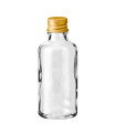 Glasflasche 50 ml klar mit goldenem Aluminium-Schraubverschluss