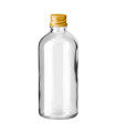 Glasflasche 100 ml klar mit goldenem Aluminium-Schraubverschluss