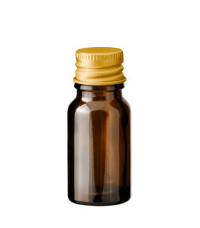 Braune Glasflasche 10 ml mit goldenem Aluminium Schraubverschluss