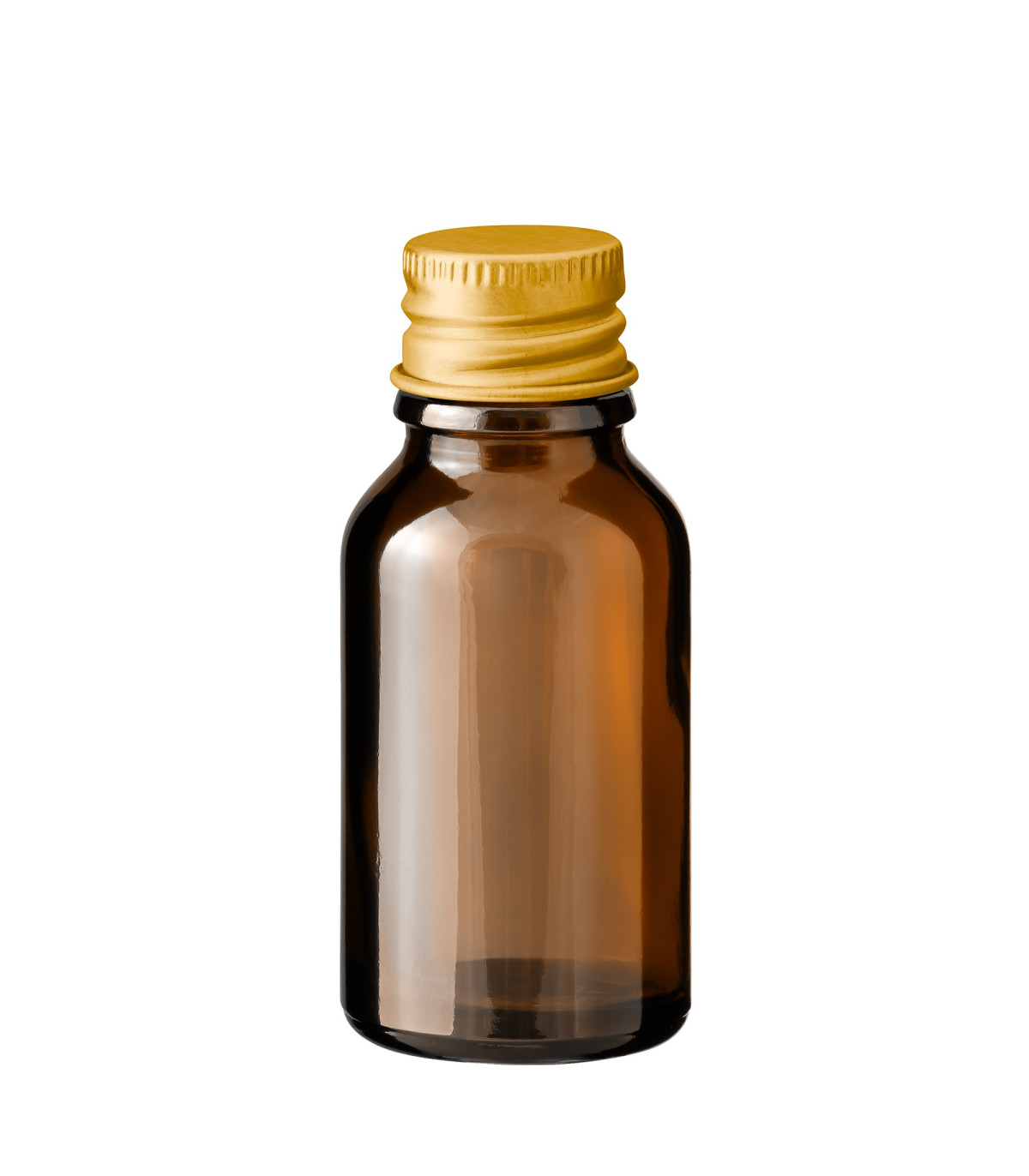 Glasflasche 15 ml braun mit goldenem Aluminium-Schraubverschluss