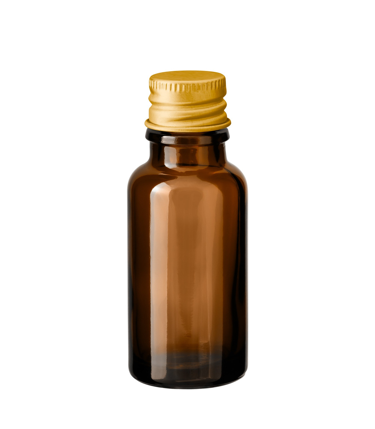 Glasflasche 20 ml braun mit goldenem Aluminium-Schraubverschluss