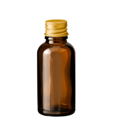 Glasflasche 30 ml braun mit goldenem Aluminium-Schraubverschluss