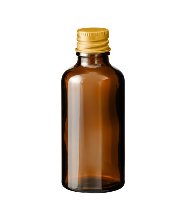 Glasflasche 50 ml braun mit goldenem Aluminium-Schraubverschluss