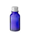 Glasflasche 15 ml blau mit silbernem Aluminium-Schraubverschluss