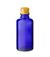 Glasflasche 50 ml blau mit goldenem Aluminium-Schraubverschluss