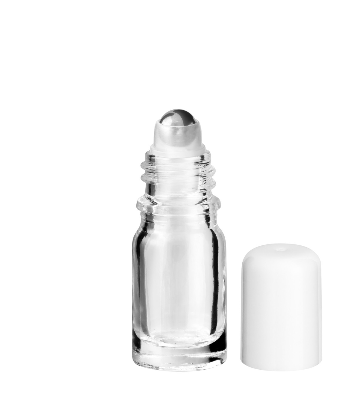 Glasflasche 5 ml klar Roll-on mit weißem Schraubverschluss [2]