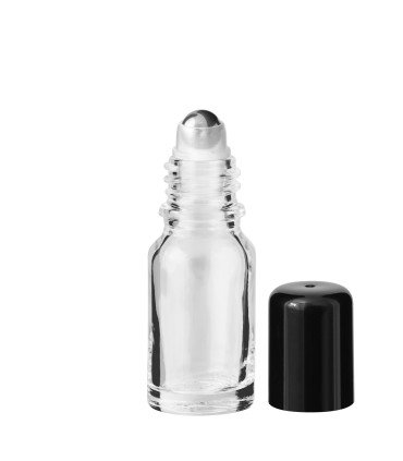 Glasflasche 10 ml klar Roll-on mit schwarzem Schraubverschluss [2]
