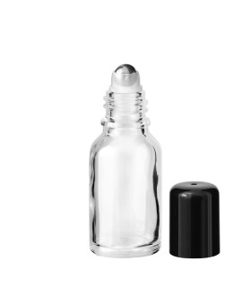Glasflasche 15 ml klar Roll-on mit schwarzem Schraubverschluss [2]