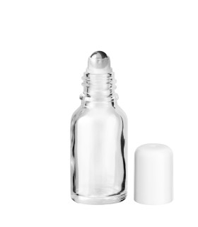 Klarglasflasche 15 ml Roll-on mit weißem Schraubverschluss [2]