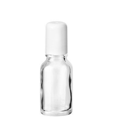 Glasflasche 15 ml klar Roll-on mit weißem Schraubverschluss [2]