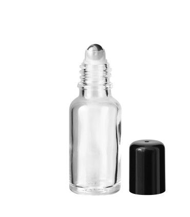 Glasflasche 20 ml klar Roll-on mit schwarzem Schraubverschluss [2]