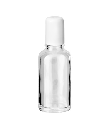 Glasflasche 30 ml klar Roll-on mit weißem Schraubverschluss [2]