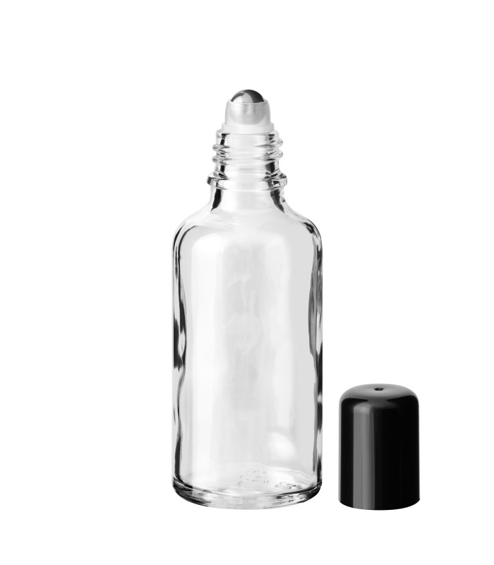 Glasflasche 50 ml klar Roll-on mit schwarzem Schraubverschluss [2]