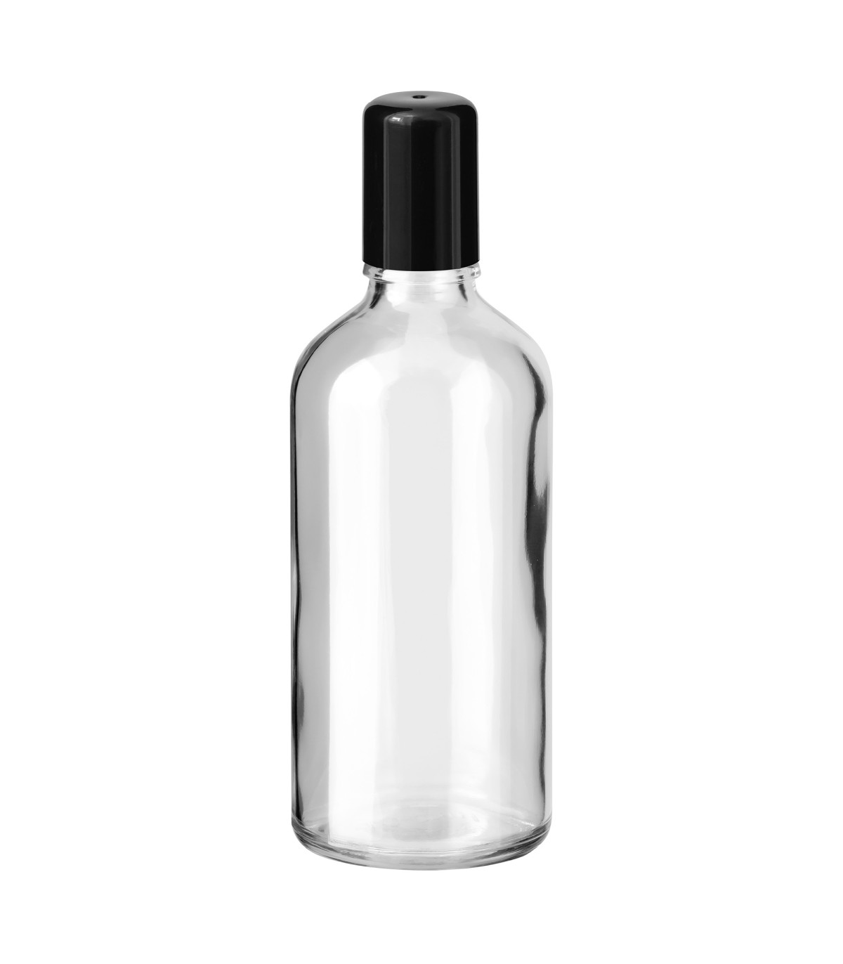 Glasflasche 100 ml klar Roll-on mit schwarzem Schraubverschluss [2]