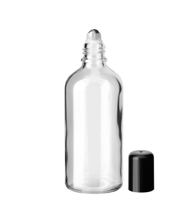 Glasflasche 100 ml klar Roll-on mit schwarzem Schraubverschluss [2]