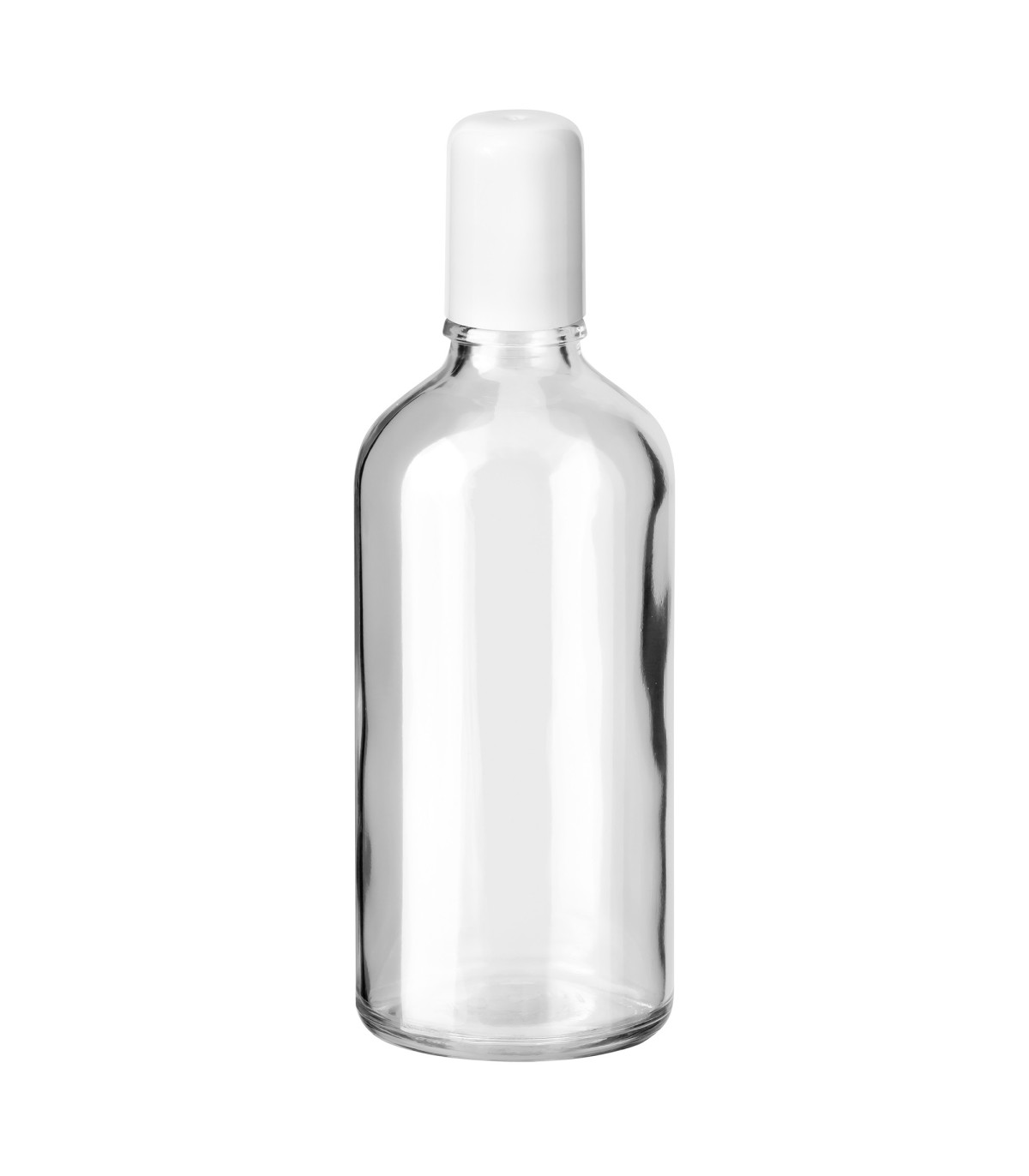 Glasflasche 100 ml klar Roll-on mit weißem Schraubverschluss [2]