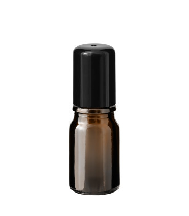 Glasflasche 5 ml braun Roll-on mit schwarzem Schraubverschluss [2]