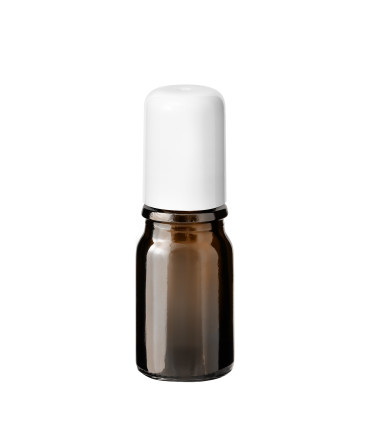 Glasflasche 5 ml braun Roll-on mit weißem Schraubverschluss [2]