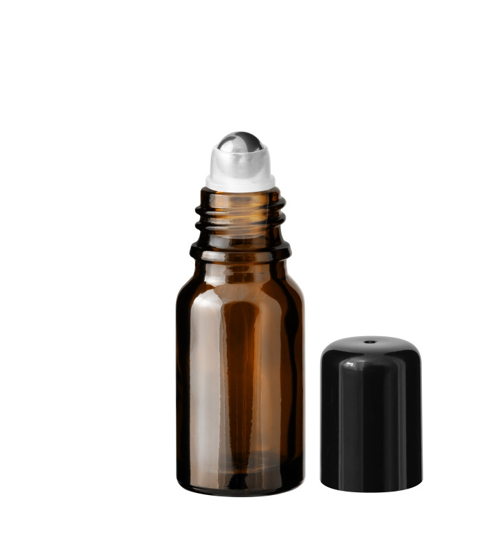 Braune Glasflasche 10 ml Roll-on mit schwarzem Schraubverschluss [2]