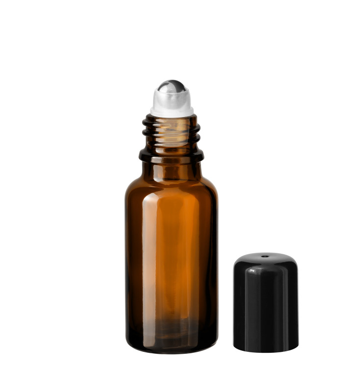 Braune Glasflasche 20 ml Roll-on mit schwarzem Schraubverschluss [2]