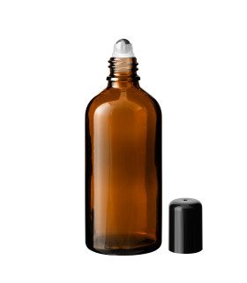 Braune Glasflasche 100 ml Roll-on mit schwarzem Schraubverschluss [2]