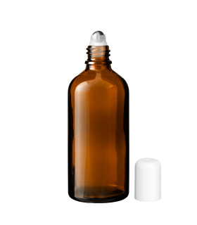 Braune Glasflasche 100 ml Roll-on mit weißem Schraubverschluss [2]