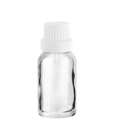 Glasflasche 15 ml klar mit weißem Tropfer [2]