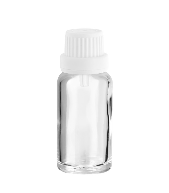 Glasflasche 20 ml klar mit weißem Tropfer [2]