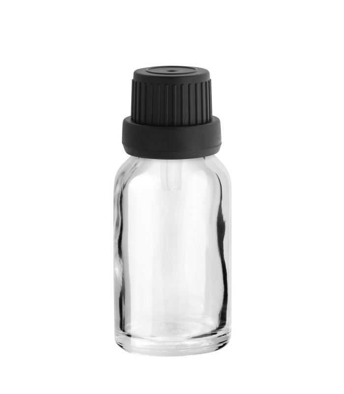 Glasflasche 15 ml klar mit schwarzem Tropfer [2]
