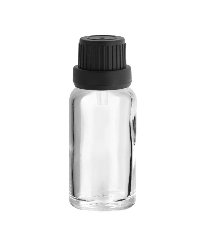 Glasflasche 20 ml klar mit schwarzem Tropfer [2]