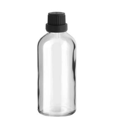 Glasflasche 100 ml klar mit schwarzem Tropfer [2]