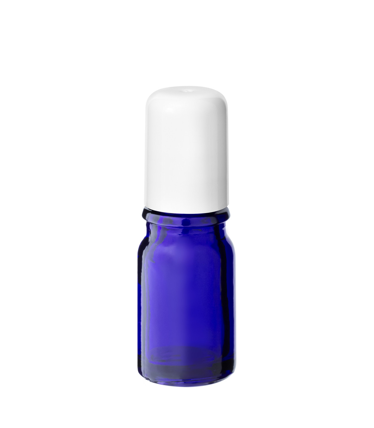 Glasflasche 5 ml blau Roll-on mit weißem Schraubverschluss [2]