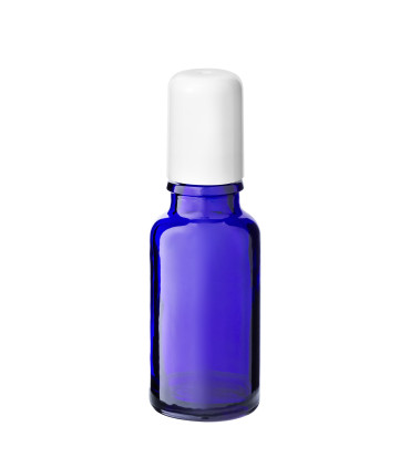 Glasflasche 20 ml blau Roll-on mit weißem Schraubverschluss [2]