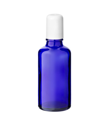 Glasflasche 50 ml blau Roll-on mit weißem Schraubverschluss [2]