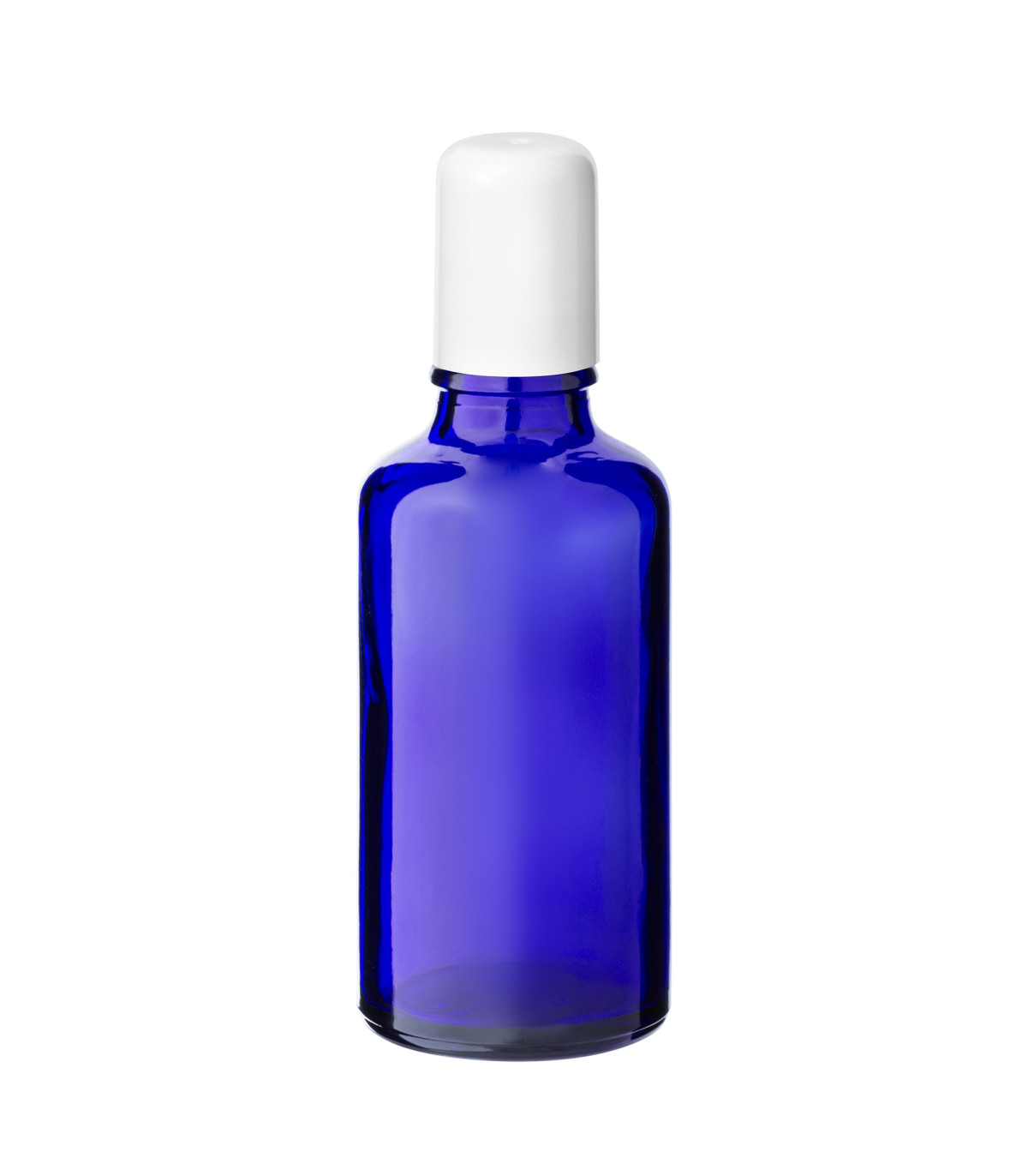 Glasflasche 50 ml blau Roll-on mit weißem Schraubverschluss [2]