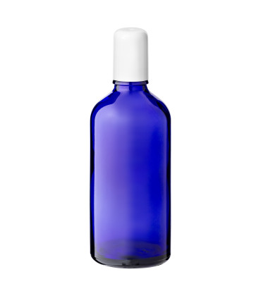 Glasflasche 100 ml blau Roll-on mit weißem Schraubverschluss [2]